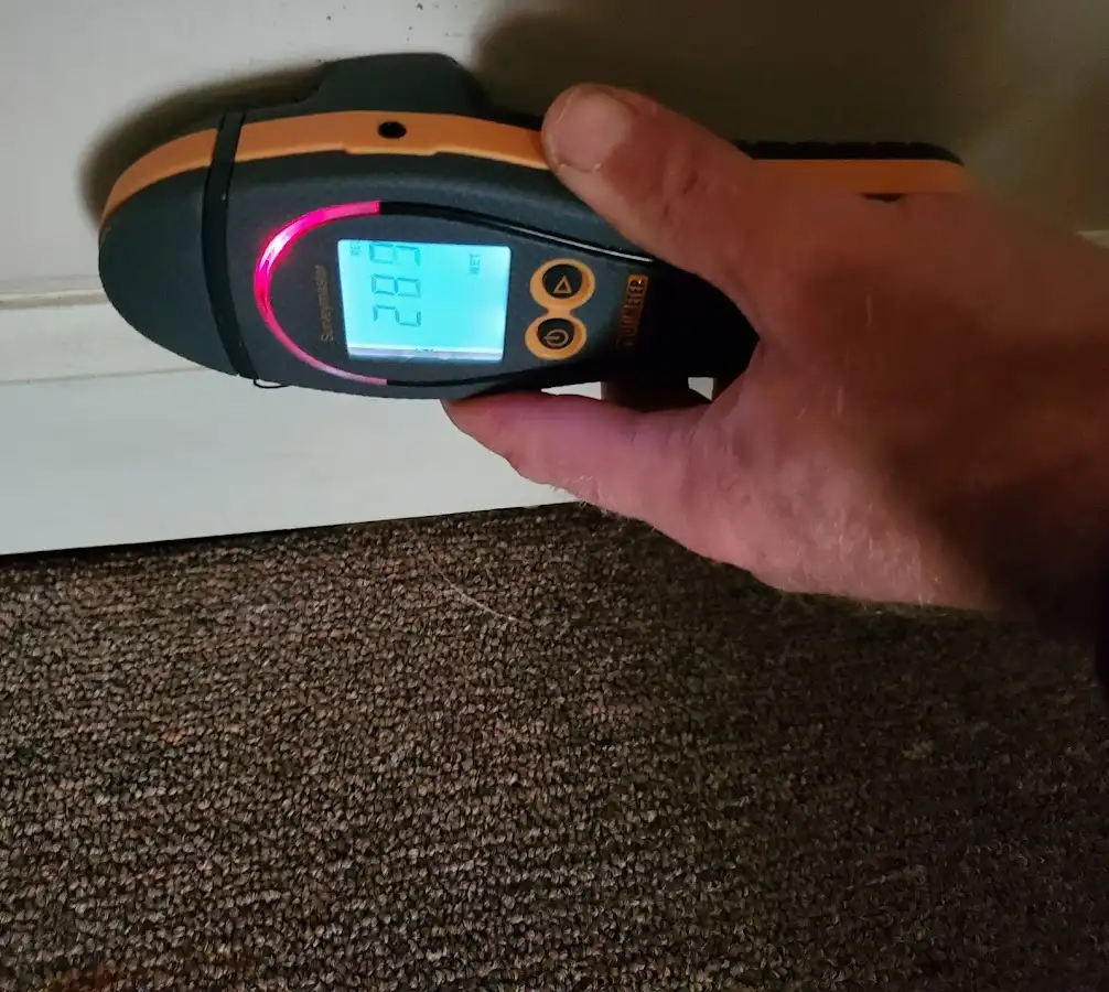 Moisture detection at baseboard during Mold Inspection & Testing in Hollister